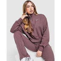 Nike Phoenix Fleece 1/4 Zip Crop Sweatshirt - Purple - Womens