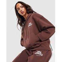 Nike Graphic Swoosh Oversized Hoodie - Brown - Womens