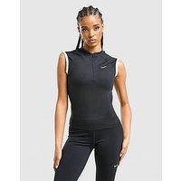 Nike Graphic Swoosh Fitted 1/4 Zip Sleeveless Top - Black - Womens