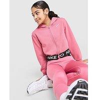 Nike Girls' Pro Crop Full Zip Hoodie Junior - Pink