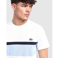 Lacoste Colour Block Reflective Pipe T-Shirt - White - Mens