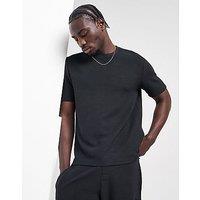 BOSS Ottoman Ribbed T-Shirt - Black - Mens