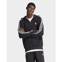 adidas Essentials French Terry 3-Stripes Full-Zip Hoodie - Black - Mens