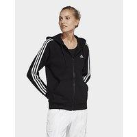 adidas Essentials 3-Stripes French Terry Regular Full-Zip Hoodie - Black - Womens