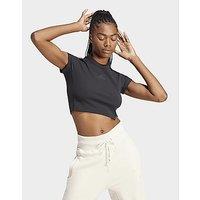 adidas Lounge Ribbed Crop Tee - Black - Womens