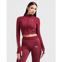adidas Hyperglam Ribbed Full Zip Top - Burgundy - Womens