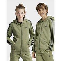 adidas Essentials 3-Stripes Fleece Full-Zip Hoodie - Tent Green