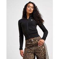 adidas Originals Essential Ribbed Long Sleeve Full Zip Top - Black - Womens