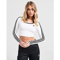 adidas Originals 3-Stripes Scoop Long Sleeve Crop Top - White - Womens