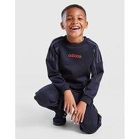 adidas Colour Block Linear Crew Tracksuit Children - Blue