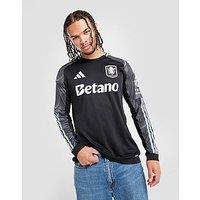 adidas Aston Villa FC 2025/26 Long Sleeve Away Shirt - Black - Mens