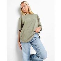 adidas Originals Essentials Linear Oversized T-Shirt - Green - Womens