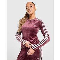 adidas Originals Velour 3-Stripes Long Sleeve T-Shirt - Red - Womens