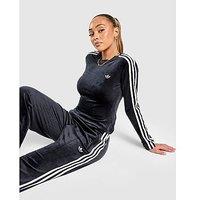 adidas Originals Velour 3-Stripes Long Sleeve T-Shirt - Black - Womens