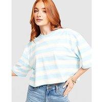 adidas Originals Stripe Crop T-Shirt - Blue - Womens