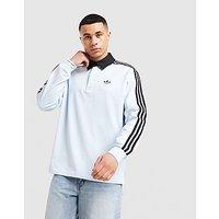 adidas Originals 3 Stripes Rugby Long Sleeve Polo Shirt - Blue - Mens