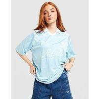 adidas Originals Script Football Collar T-Shirt - Blue - Womens