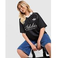 adidas Originals Script Football Collar T-Shirt - Black - Womens