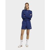 adidas 3 Stripes Studio Fleece Loose Shorts - Blue - Womens