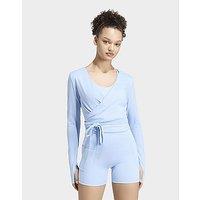 adidas 3-stripes Studio Soft Ballet Wrap Top - Blue - Womens
