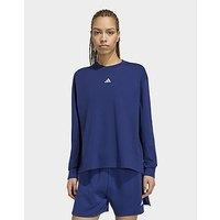 adidas 3 Stripes Studio Boyfriend Longsleeve Tee - Blue - Womens