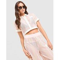 adidas Originals Crochet Crop Polo Shirt - Pink - Womens