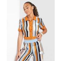 adidas Originals Crochet Crop Polo Shirt - Orange - Womens