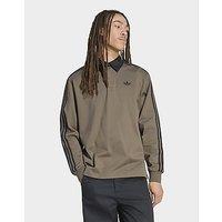 adidas 3-stripes Rugby Longsleeve Polo - Brown - Mens