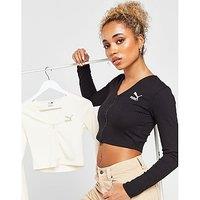 PUMA Rib Long Sleeve Crop Top - Black - Womens