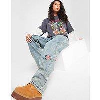 Ed Hardy Bloom Skull Relax Jeans - Blue - Womens