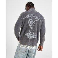 Ed Hardy Rib Full Zip Track Top - Grey - Mens