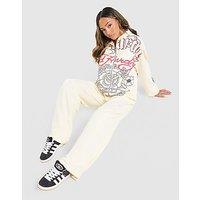 Ed Hardy Gothic Wide Leg Joggers - Cream - Womens