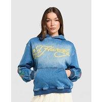 Ed Hardy Phoenix Denim Hoodie - Blue - Womens