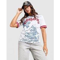 Ed Hardy Soaring Dragon Football T-Shirt - White - Womens