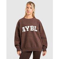 AYBL Varsity Knitted Crew Sweatshirt - Brown - Womens