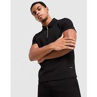 Belier Textured Zip Polo Shirt - Black - Mens