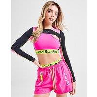 Red Run Activewear Twin Flame Cutout Long Sleeve Crop Top - Pink - Womens
