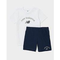 New Balance Arch Logo T-Shirt/Shorts Set Children - White