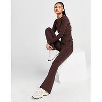 DAILYSZN Foldover Flare Leggings - Brown - Womens