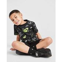 Nike All Over Print Crew T-Shirt/Shorts Set Children - black