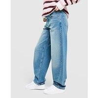 Unlike Humans Mid-Rise Barrel Jeans - Blue - Womens