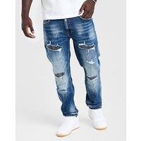 Supply & Demand Rhinestone Slim Ripped Jeans - Blue - Mens