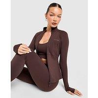 DAILYSZN Full Zip Fit Top - Brown - Womens