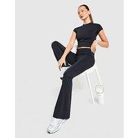 DAILYSZN Foldover Flare Leggings - Black - Womens