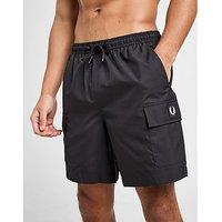 Fred Perry Badge Cargo Swim Shorts - Black - Mens