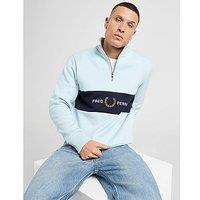 Fred Perry Cut & Sew 1/2 Zip Sweatshirt - Blue - Mens