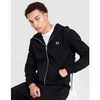 Fred Perry Badge Full Zip Panel Hoodie - Black - Mens