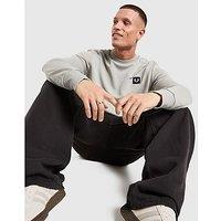 Fred Perry Badge Panel Crew Sweatshirt - Grey - Mens