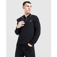 Fred Perry Long Sleeve Zip Polo Shirt - Black - Mens