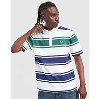 Fred Perry Striped Polo Shirt - White - Mens
